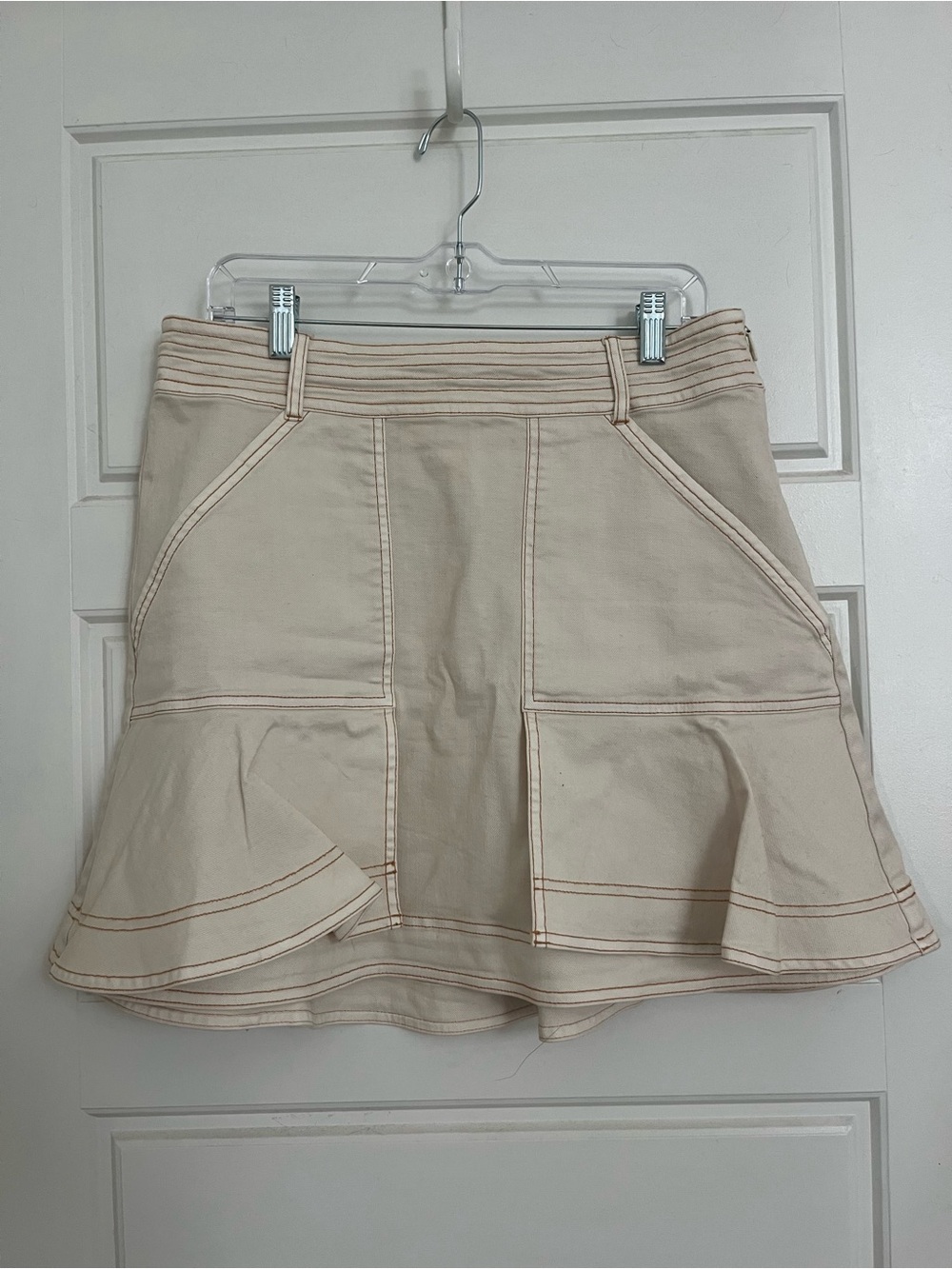 Pilcro Cream Tiered Skater Mini Skirt